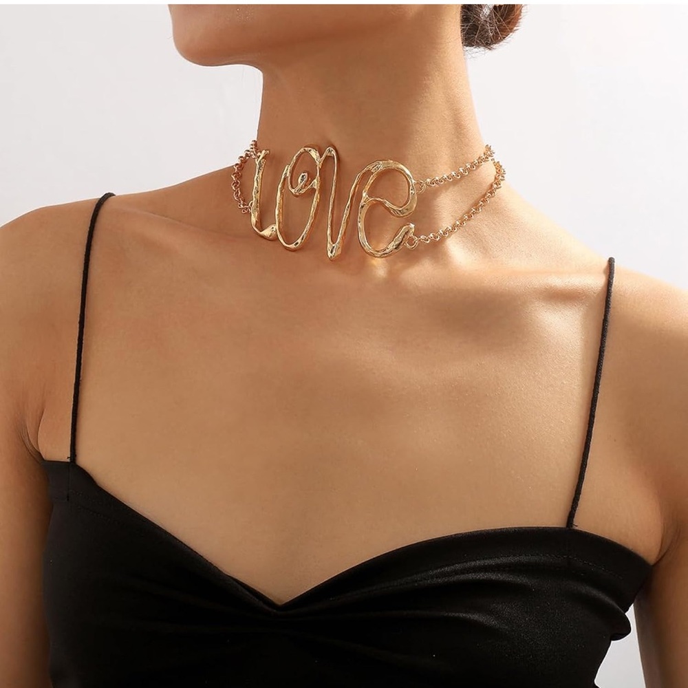 Gold Script LOVE Minimalist Necklace *Stunning*